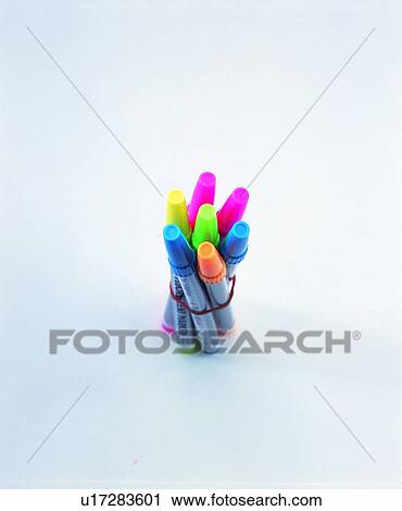 Stock Image - , felt-tip pen, rubber band, stationery. Fotosearch