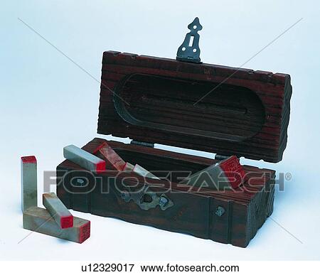 Stock Photo - seal, stationery, wood box, seal cutting. Fotosearch