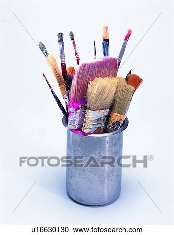 stationery, brush, paintbrush, can View Large Photo Image Stock Image - stationery, brush, paintbrush, can. Fotosearch