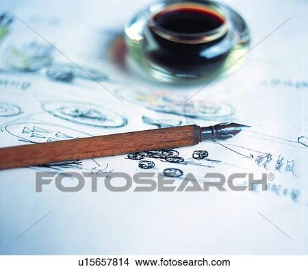 Picture - stationery, pen, ink, draft, paper. Fotosearch