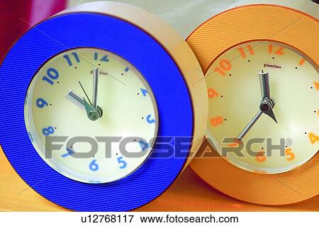 Stock Photo - clock, life, decoration, blue, circle, time, object. Fotosearch
