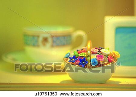 Stock Image - object, decoration, life, ceramic, basket, plant. Fotosearch