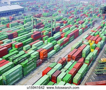 Stock Image - Cargo, Cargo Container, Panorama & Business & Industry, Business, Commercial Dock. Fotosearch