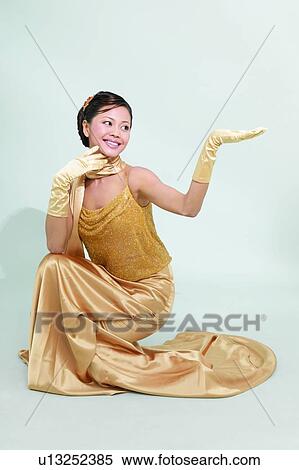 Black Hair, Dress, Crouching, Asian Ethnicity View Large Photo Image Stock Photography - Black Hair, Dress, Crouching, Asian Ethnicity. Fotosearch