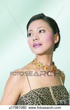 Stock Image - Hair Back, Black Hair, Fashion, Contemplation, Asian Ethnicity. Fotosearch
