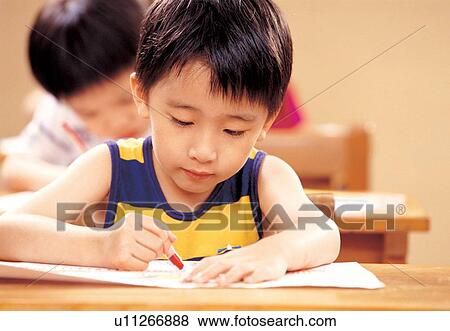 Stock Photo - art, art work, art class, 5-6 years. Fotosearch
