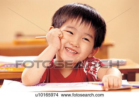 Picture - art, color pencil, cheerful, smiling, art work. Fotosearch