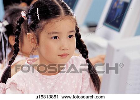 Stock Image - asian ethnicity, childhood, child, 7-8 years. Fotosearch