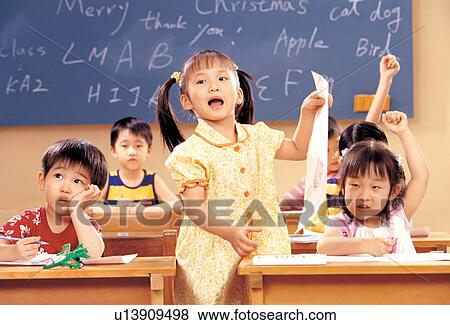 Stock Photo - head and shoulders, classroom, open, art, lifestyle, showing. Fotosearch