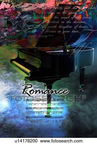 Stock Image - Close-up of a piano superimposed on a black background. Fotosearch