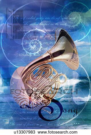 Close-up of a wind instrument superimposed on a blue background View Large Photo Image Stock Image - Close-up of a wind instrument superimposed on a blue background. Fotosearch