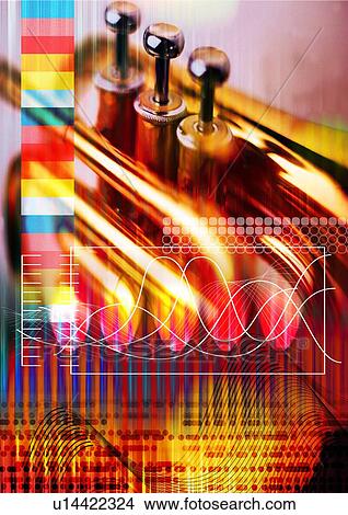 Picture - Close-up of instrument keys superimposed on a graph. Fotosearch