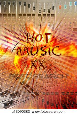 Stock Image - Close-up of text superimposed on a red pattern. Fotosearch