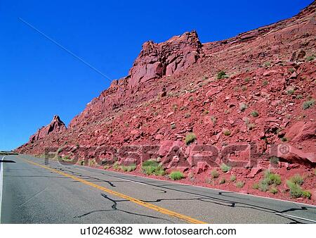 Stock Image - Slope, Clear Sky, Rural Road, Roadways & Bridges, Sky. Fotosearch