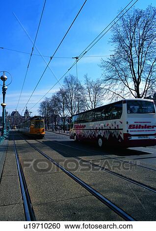 Stock Image - Urban Road, City, Lane, Bus, Track. Fotosearch