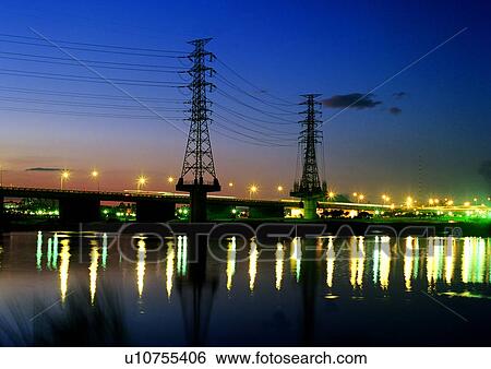 Stock Photograph - Water, Cable, Urban Road, Urban Scene, Electricity Pylon, Wire. Fotosearch