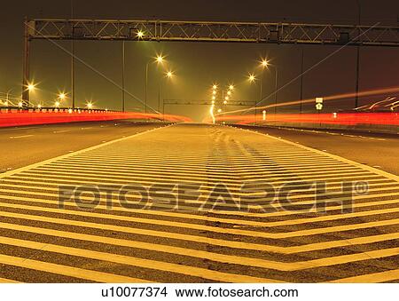 Picture - rush, night, light, city, transportation, hour. Fotosearch