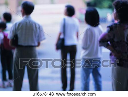Stock Image - transportation, standing, people, city, hour, rush. Fotosearch
