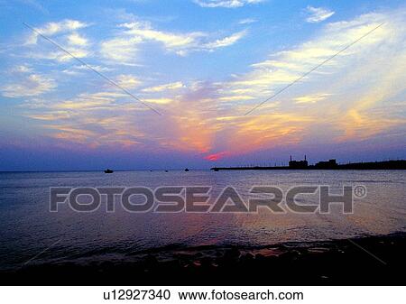 Stock Image - boat, port, ship, cloud, ocean, coast, sea. Fotosearch