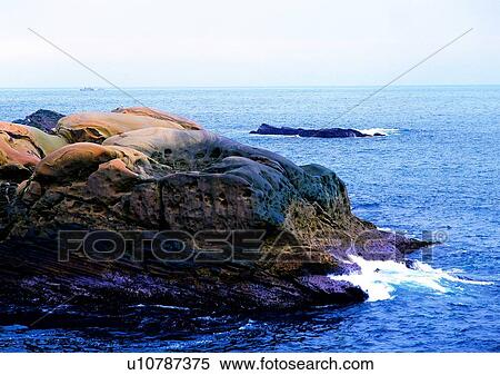Stock Photography - coast, ocean, sea, ship, sky, rock. Fotosearch