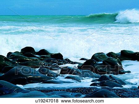 Stock Photo - coast, ocean, sky, rock, scenery, sea. Fotosearch