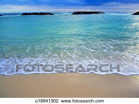 Stock Image - coast, sky, beach, rock, scenery, sand. Fotosearch