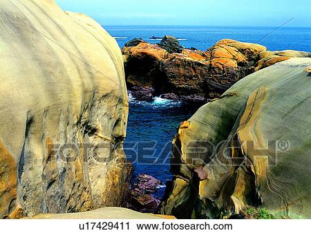 Stock Image - ocean, rock, sea, coast, sky, scenery. Fotosearch