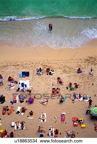 Picture - ocean, sea, people, beach, sunbath, scenery. Fotosearch