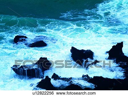 Stock Photograph - rock, coast, sea, scenery, ocean, wave. Fotosearch