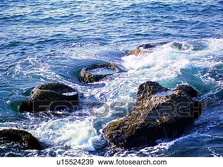 Stock Photo - rock, wave, ocean, coast, sea, scenery. Fotosearch