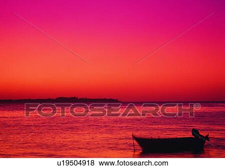 Stock Photo - scenery, ocean, coast, sky, sunset, rose. Fotosearch