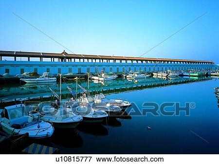 Stock Photo - scenery, sea, ocean, coast, port, boat. Fotosearch