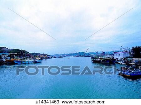 Stock Photo - scenery, sea, ocean, coast, port, mountain. Fotosearch