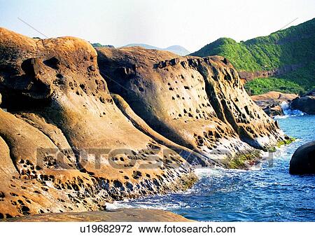 Stock Image - scenery, sea, ocean, coast, rock, sky. Fotosearch
