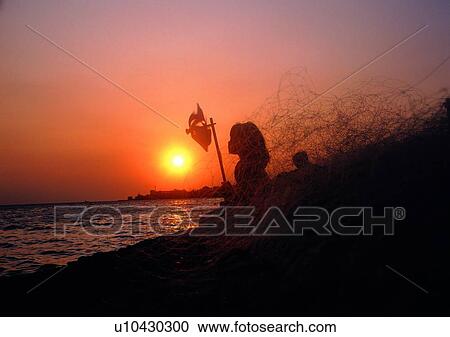 Stock Image - scenery, sea, ocean, coast, sky, sunset. Fotosearch