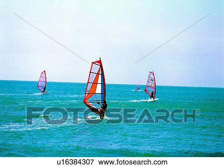 Stock Photo - scenery, sea, ocean, coast, water sport, sailboarding. Fotosearch