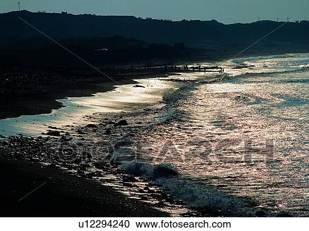 Stock Image - sea, people, ocean, wave, beach, scenery, coast. Fotosearch