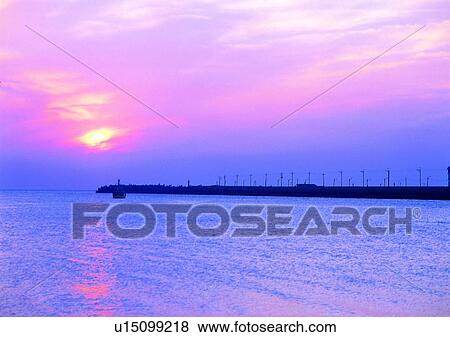 sky, cloud, scenery, sun, coast, sea, pier View Large Photo Image Stock Photo - sky, cloud, scenery, sun, coast, sea, pier. Fotosearch