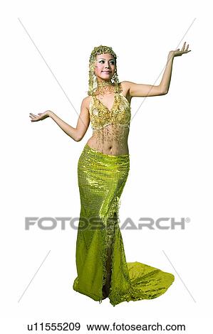Stock Photo - Asian Ethnicity, Clipping Path, Belly Button, Arm Outstretched. Fotosearch