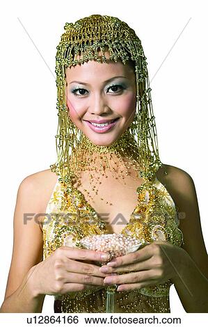 Stock Photograph - Close-Up, Lifestyles, Sexy Queen, Costume, Queen, One Young Woman Only, Pearl. Fotosearch