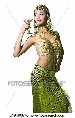 Stock Photograph - Costume, Headdress, One Young Woman Only, Martini Glass. Fotosearch