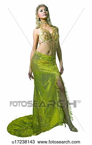 Stock Image - Costume, Indoor, Stiletto, Standing, White Background. Fotosearch