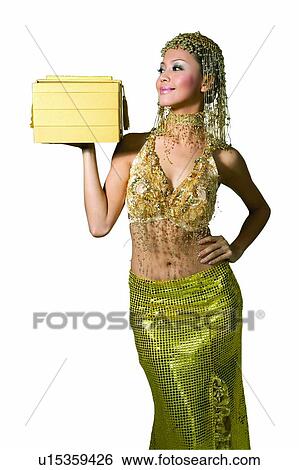 Stock Photograph - Japanese Ethnicity, Smiling, Young Adult, Fashion, Treasure Chest, Happiness. Fotosearch