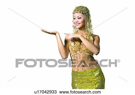 Smiling, Looking Down, Headdress, Pointing, Indoor, Cut Out View Large Photo Image Stock Image - Smiling, Looking Down, Headdress, Pointing, Indoor, Cut Out. Fotosearch