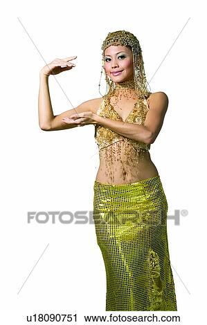Stock Image - White Background, Beauty, One Young Woman Only, Clipping Path, Standing. Fotosearch