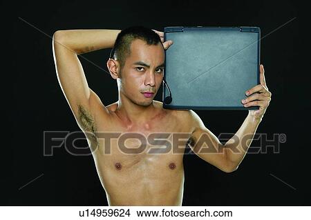 Bare Chest, Chinese Ethnicity, Black Hair, Black Background, Asian Ethnicity View Large Photo Image Picture - Bare Chest, Chinese Ethnicity, Black Hair, Black Background, Asian Ethnicity. Fotosearch