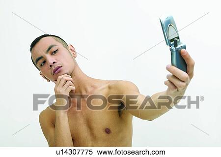 Black Hair, Head And Shoulders, Bare Chest, Mobile Phone View Large Photo Image Stock Photography - Black Hair, Head And Shoulders, Bare Chest, Mobile Phone. Fotosearch