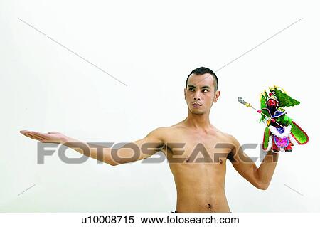 Stock Photography - Bare Chest, Attitude, One Young Man Only, Close-Up, Gesturing, Looking Away. Fotosearch