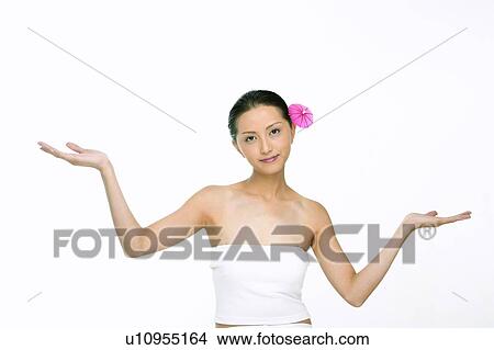 Picture - Black Hair, Drink Umbrella, Looking At Camera, Fashion, Casual Clothing, Waist-Up. Fotosearch