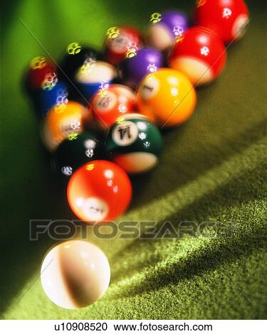 Stock Image - billiards, pool, sporting good, light, close up, shadow. Fotosearch